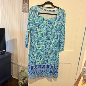 Lilly Pulitzer Blue and Green Long Sleeve Dress